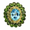 Image 1 : Natural Swiss Blue Topaz Chrome Diopside Ring
