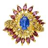 Image 1 : Unheated Kyanite Rhodolite Garnet Sapphire Ring