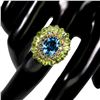 Image 3 : Natural Swiss Blue Topaz Peridot Sapphire Ring