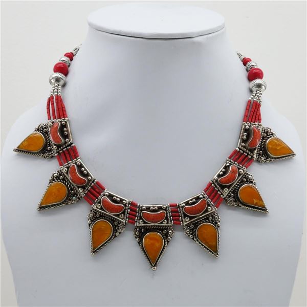 Tibet Natural Stone Tribal Queen Royal Necklace