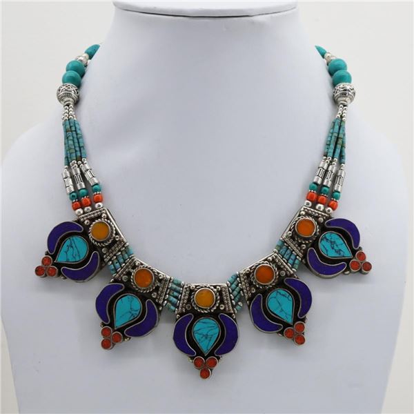 Tibet Natural Stone Tribal Queen Royal Necklace