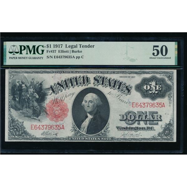 1917 $1 Legal Tender Note PMG 50