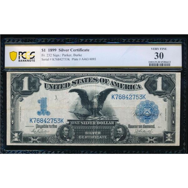 1899 $1 Black Eagle Silver Certificate PCGS 30