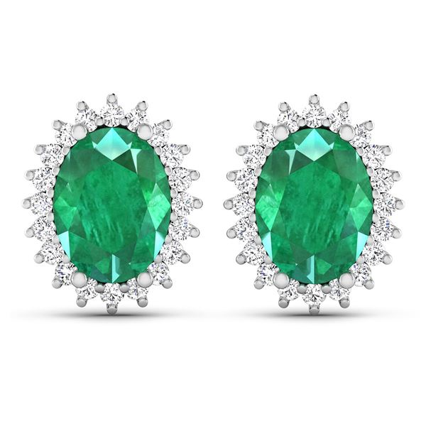 14KT White Gold 2.00ctw Emerald and Diamond Earrings