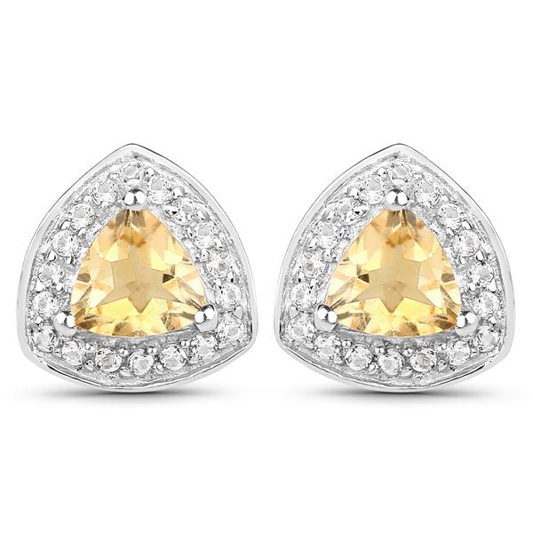Plated 18KT White Gold 4.80ctw Citrine and Topaz Earrings