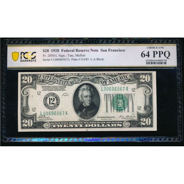 1928 $20 San Francisco FRN PCGS 64PPQ