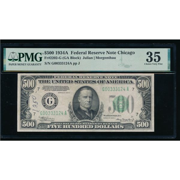 1934A $500 Chicago FRN PMG 35