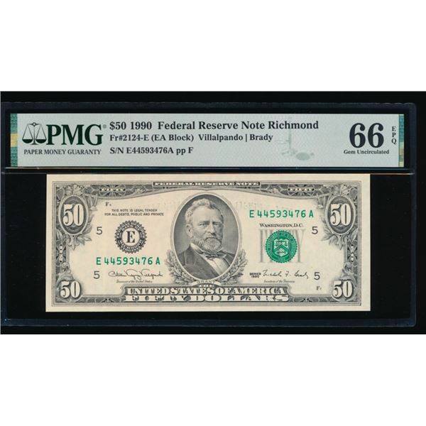 1990 $50 Richmond FRN PMG 66EPQ
