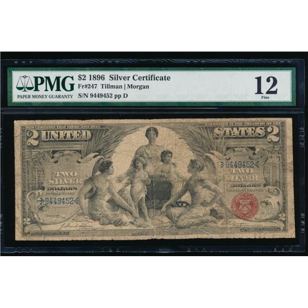 1896 $2 Educational Silver Certificate PMG 12