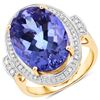 14KT Yellow Gold 11.30ct Tanzanite and Diamond Ring