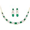Plated 18KT Yellow Gold 6.10ctw Green Agate and Diamond Pendant with Chain and Earrings