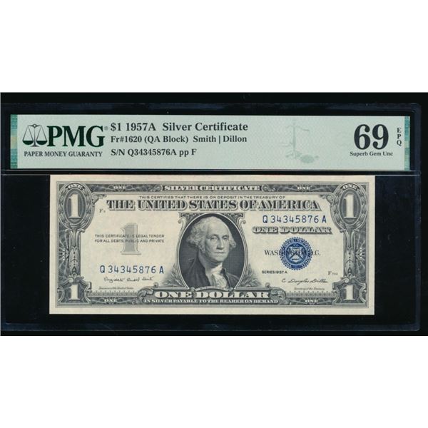 1957A $1 Silver Certificate PMG 69EPQ