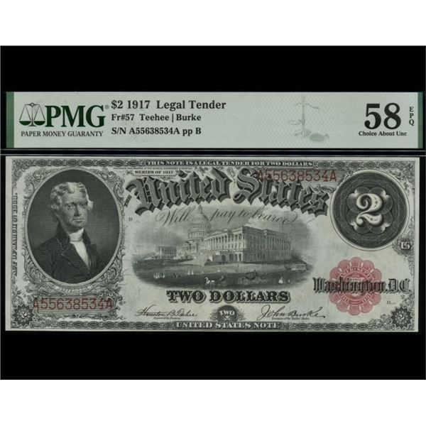 1917 $2 Legal Tender Note PMG 58EPQ