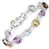 Plated Rhodium 26.74ctw Multi Color Gemstone Bracelet