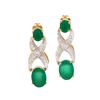 Plated 18KT Yellow Gold 2.65ctw Green Agate and Diamond Earrings