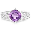 Plated Rhodium 1.80ct Amethyst and White Topaz Ring