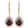 Plated 18KT Yellow Gold 2.60ctw Garnet and White Topaz Earrings