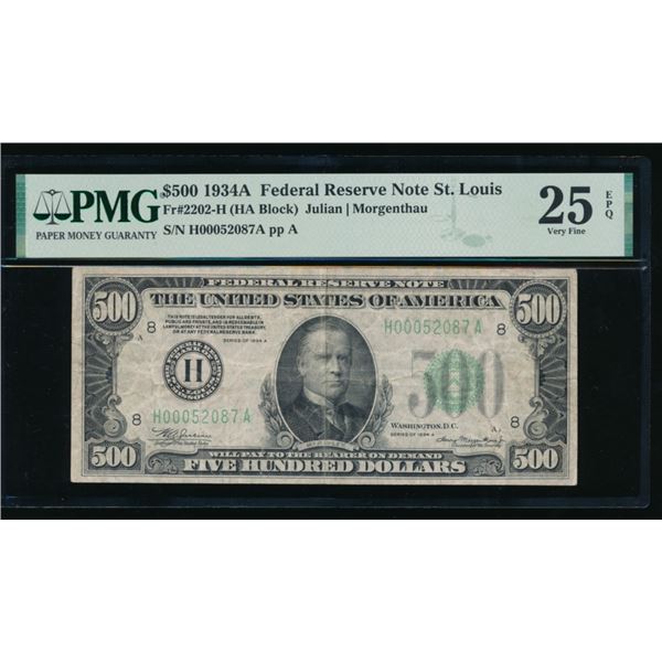 1934A $500 St Louis FRN PMG 25EPQ