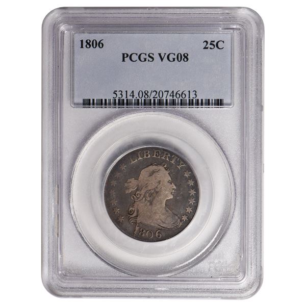 1806 Draped Bust Quarter PCGS VG08