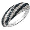 Plated Rhodium 1.25ctw Blue Diamond Ring