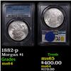 Image 1 : PCGS 1882-p Morgan Dollar $1 Graded ms64 By PCGS