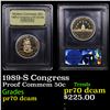 Image 1 : Proof 1989-S Congress Modern Commem Half Dollar 50c Graded GEM++ Proof Deep Cameo By USCG