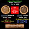 Image 1 : Mixed small cents 1c orig shotgun roll, 1919-d Wheat Cent, 1864 Indian Cent other end, Brinks Wrappe