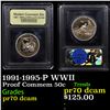 Image 1 : Proof 1991-1995-P WWII Modern Commem Half Dollar 50c Graded GEM++ Proof Deep Cameo By USCG