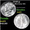 Image 1 : 1940-p Mercury Dime 10c Grades GEM Unc