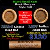 Image 1 : Mixed small cents 1c orig shotgun roll, 1918-d Wheat Cent, 1897 Indian Cent other end, Brinks Wrappe