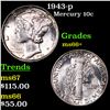 Image 1 : 1943-p Mercury Dime 10c Grades GEM++ Unc