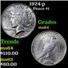 Image 1 : 1924-p Peace Dollar $1 Grades Choice Unc