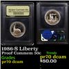 Image 1 : Proof 1986-S Liberty Modern Commem Half Dollar 50c Graded GEM++ Proof Deep Cameo By USCG
