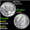 Image 1 : 1922-p Peace Dollar $1 Grades Choice Unc