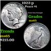 Image 1 : 1922-p Peace Dollar $1 Grades GEM Unc