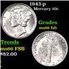 Image 1 : 1943-p Mercury Dime 10c Grades GEM+ FSB