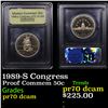 Image 1 : Proof 1989-S Congress Modern Commem Half Dollar 50c Graded GEM++ Proof Deep Cameo By USCG