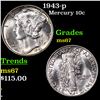 Image 1 : 1943-p Mercury Dime 10c Grades GEM++ Unc.