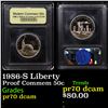 Image 1 : Proof 1986-S Liberty Modern Commem Half Dollar 50c Graded GEM++ Proof Deep Cameo By USCG