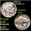 Image 1 : 1937-p Buffalo Nickel 5c Grades GEM++ Unc