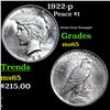 Image 1 : 1922-p Peace Dollar $1 Grades GEM Unc