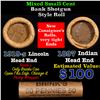 Image 1 : Mixed small cents 1c orig shotgun roll, 1919-s Wheat Cent, 1897 Indian Cent other end, Brinks Wrappe