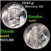 Image 1 : 1943-p Mercury Dime 10c Grades GEM++ Unc