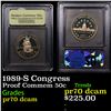 Image 1 : Proof 1989-S Congress Modern Commem Half Dollar 50c Graded GEM++ Proof Deep Cameo By USCG