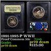 Image 1 : Proof 1991-1995-P WWII Modern Commem Half Dollar 50c Graded GEM++ Proof Deep Cameo By USCG