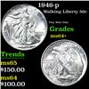 Image 1 : 1946-p Walking Liberty Half Dollar 50c Grades Choice+ Unc
