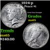 Image 1 : 1924-p Peace Dollar $1 Grades GEM Unc