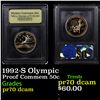 Image 1 : Proof 1992-S Olympic Modern Commem Half Dollar 50c Graded GEM++ Proof Deep Cameo By USCG