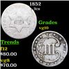 Image 1 : 1852 Three Cent Silver 3cs Grades vg+