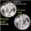 Image 1 : 1942-p Mercury Dime 10c Grades GEM++ Unc